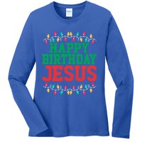 Happy Birthday Jesus Christian Christmas Gift Ladies Long Sleeve Shirt