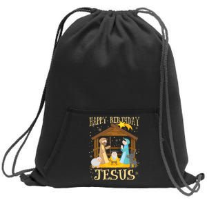 Happy Birthday Jesus Funny Christmas Nativity Christian Sweatshirt Cinch Pack Bag