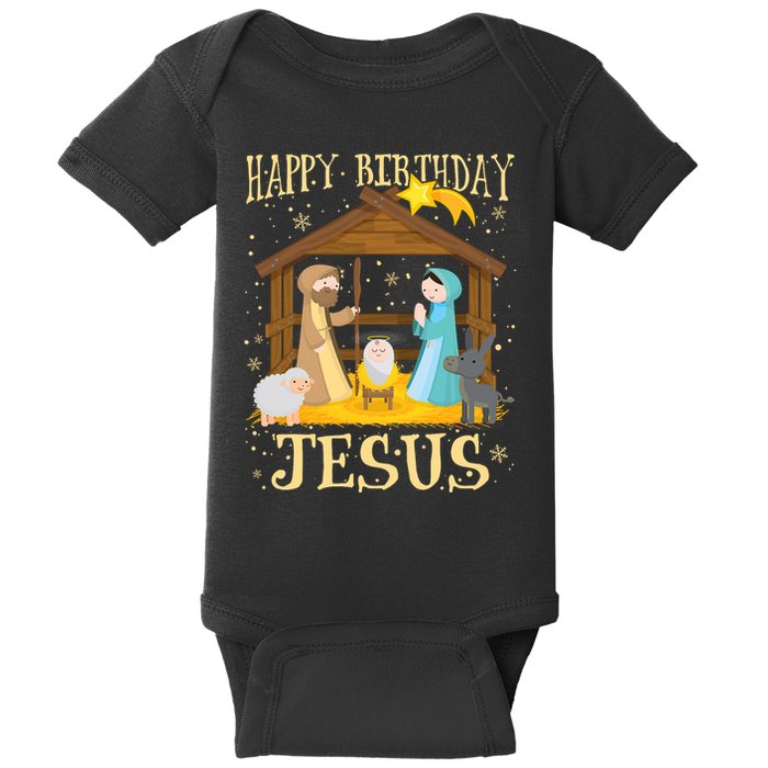Happy Birthday Jesus Funny Christmas Nativity Christian Baby Bodysuit