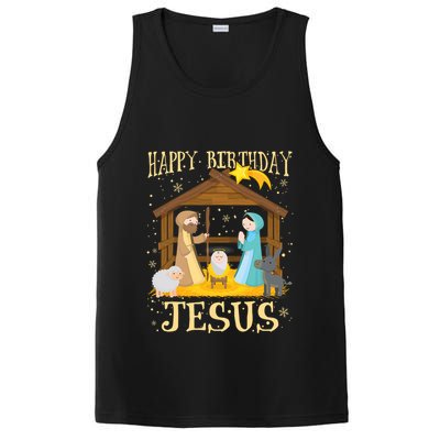 Happy Birthday Jesus Funny Christmas Nativity Christian PosiCharge Competitor Tank