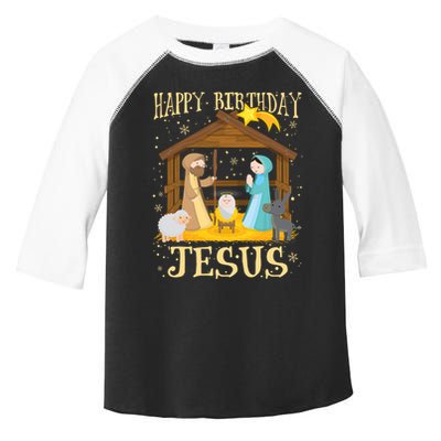 Happy Birthday Jesus Funny Christmas Nativity Christian Toddler Fine Jersey T-Shirt