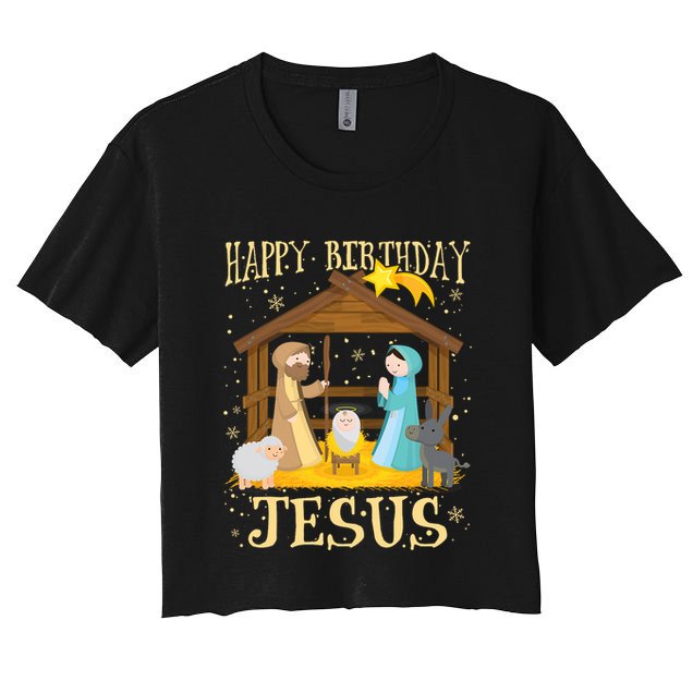 Happy Birthday Jesus Funny Christmas Nativity Christian Crop Top