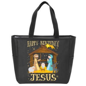 Happy Birthday Jesus Funny Christmas Nativity Christian Zip Tote Bag