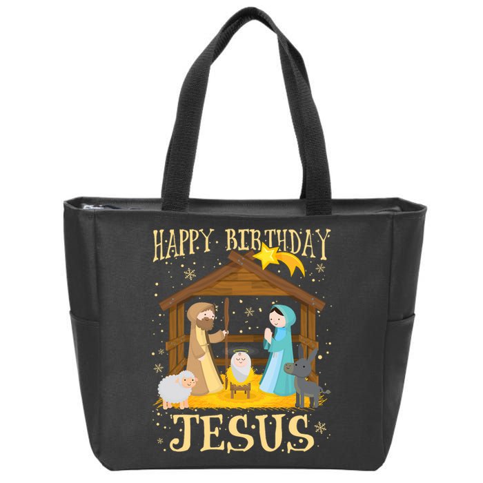 Happy Birthday Jesus Funny Christmas Nativity Christian Zip Tote Bag