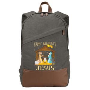 Happy Birthday Jesus Funny Christmas Nativity Christian Cotton Canvas Backpack