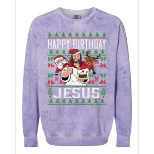 Happy Birthday Jesus Christmas Pajama Holiday Xmas Colorblast Crewneck Sweatshirt