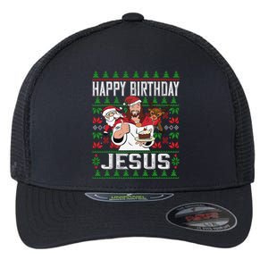 Happy Birthday Jesus Christmas Pajama Holiday Xmas Flexfit Unipanel Trucker Cap