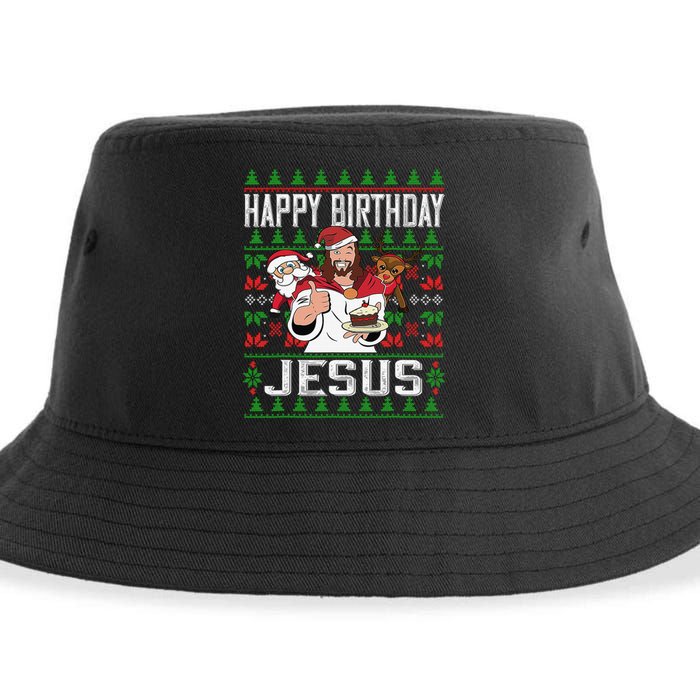 Happy Birthday Jesus Christmas Pajama Holiday Xmas Sustainable Bucket Hat