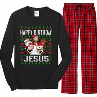 Happy Birthday Jesus Christmas Pajama Holiday Xmas Long Sleeve Pajama Set