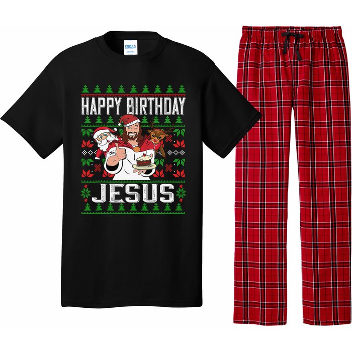 Happy Birthday Jesus Christmas Pajama Holiday Xmas Pajama Set