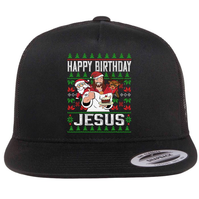 Happy Birthday Jesus Christmas Pajama Holiday Xmas Flat Bill Trucker Hat