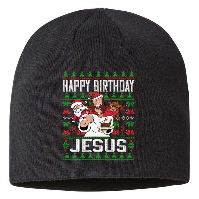 Happy Birthday Jesus Christmas Pajama Holiday Xmas Sustainable Beanie