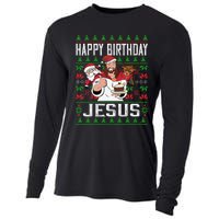 Happy Birthday Jesus Christmas Pajama Holiday Xmas Cooling Performance Long Sleeve Crew