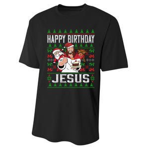 Happy Birthday Jesus Christmas Pajama Holiday Xmas Performance Sprint T-Shirt