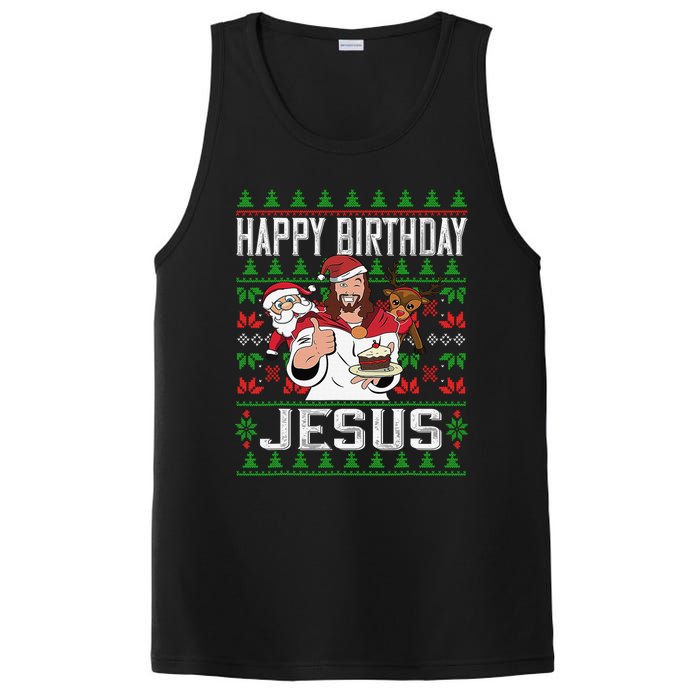 Happy Birthday Jesus Christmas Pajama Holiday Xmas PosiCharge Competitor Tank