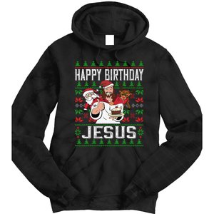 Happy Birthday Jesus Christmas Pajama Holiday Xmas Tie Dye Hoodie