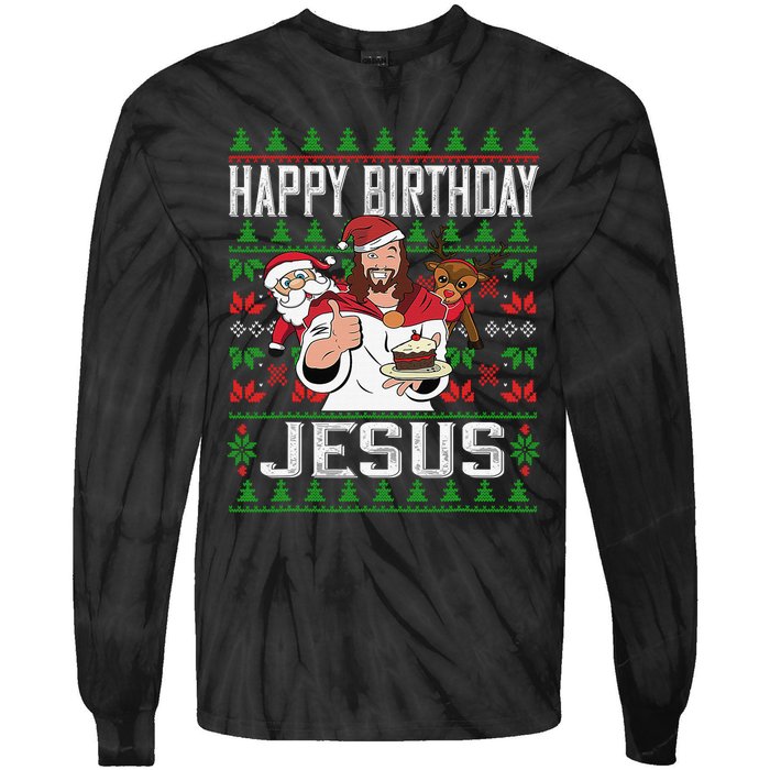 Happy Birthday Jesus Christmas Pajama Holiday Xmas Tie-Dye Long Sleeve Shirt