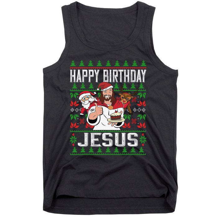 Happy Birthday Jesus Christmas Pajama Holiday Xmas Tank Top