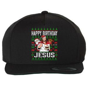 Happy Birthday Jesus Christmas Pajama Holiday Xmas Wool Snapback Cap