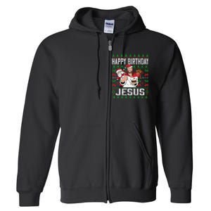 Happy Birthday Jesus Christmas Pajama Holiday Xmas Full Zip Hoodie