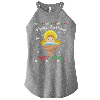 Happy Birthday Jesus Funny Ugly Christmas Gift Women’s Perfect Tri Rocker Tank