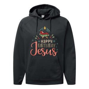 Happy Birthday Jesus Christ The Savior Is Born Christian Retro Christmas Performance Fleece Hoodie