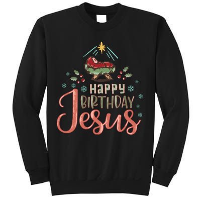 Happy Birthday Jesus Christ The Savior Is Born Christian Retro Christmas Sweatshirt