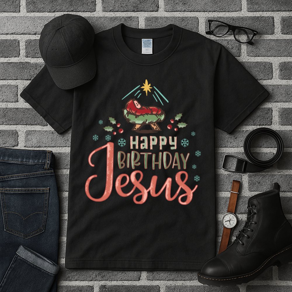 Happy Birthday Jesus Christ The Savior Is Born Christian Retro Christmas Tall T-Shirt