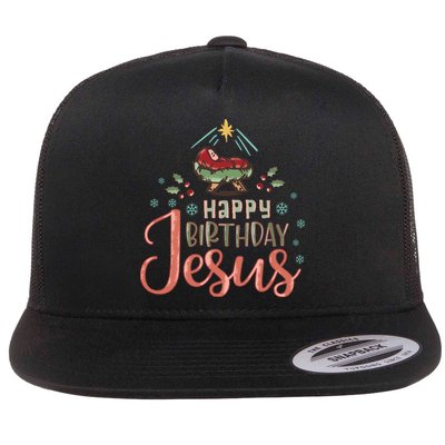 Happy Birthday Jesus Christ The Savior Is Born Christian Retro Christmas Flatbill Hat