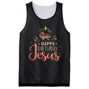 Happy Birthday Jesus Christ The Savior Is Born Christian Retro Christmas Mesh Reversible Basketball Jersey Tank