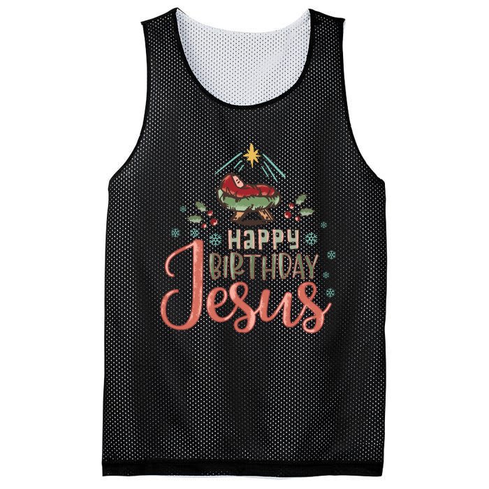 Happy Birthday Jesus Christ The Savior Is Born Christian Retro Christmas Mesh Reversible Basketball Jersey Tank