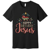 Happy Birthday Jesus Christ The Savior Is Born Christian Retro Christmas Premium T-Shirt