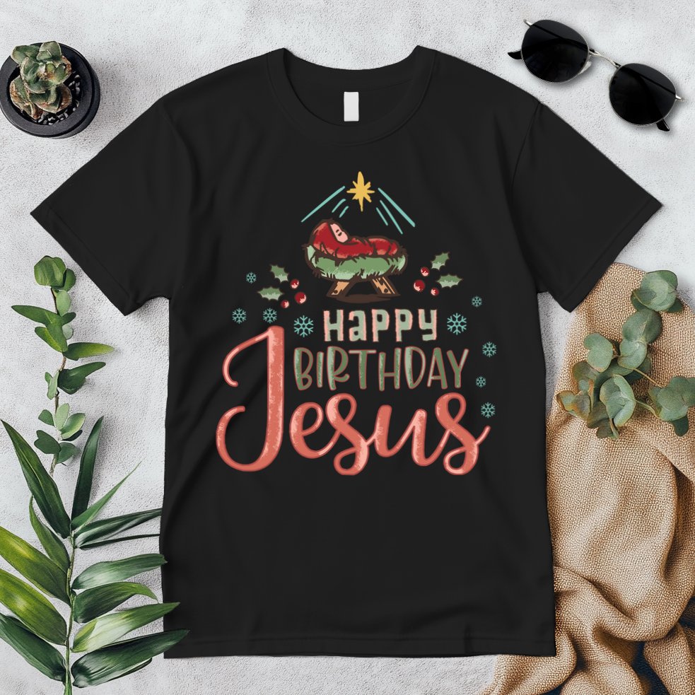 Happy Birthday Jesus Christ The Savior Is Born Christian Retro Christmas Premium T-Shirt