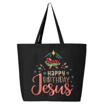 Happy Birthday Jesus Christ The Savior Is Born Christian Retro Christmas 25L Jumbo Tote