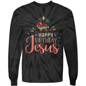 Happy Birthday Jesus Christ The Savior Is Born Christian Retro Christmas Tie-Dye Long Sleeve Shirt