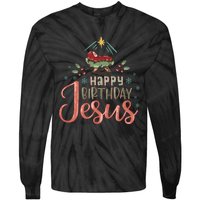 Happy Birthday Jesus Christ The Savior Is Born Christian Retro Christmas Tie-Dye Long Sleeve Shirt