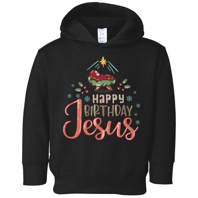 Happy Birthday Jesus Christ The Savior Is Born Christian Retro Christmas Toddler Hoodie