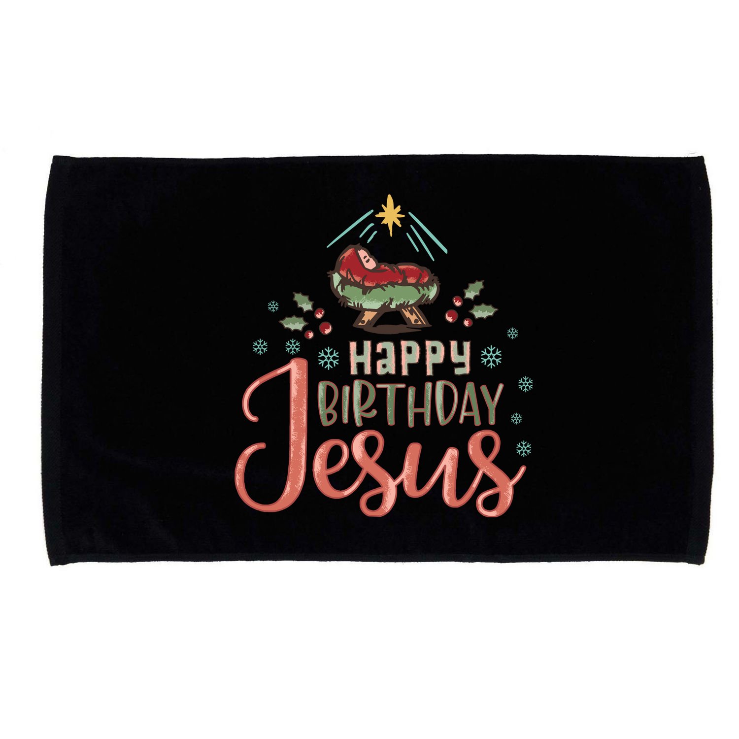 Happy Birthday Jesus Christ The Savior Is Born Christian Retro Christmas Microfiber Hand Towel