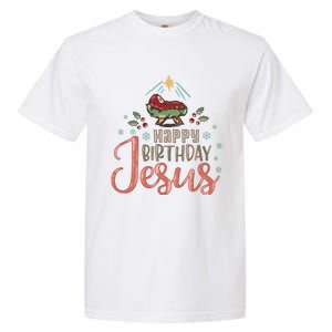 Happy Birthday Jesus Christ The Savior Is Born Christian Retro Christmas Garment-Dyed Heavyweight T-Shirt