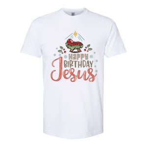 Happy Birthday Jesus Christ The Savior Is Born Christian Retro Christmas Softstyle CVC T-Shirt