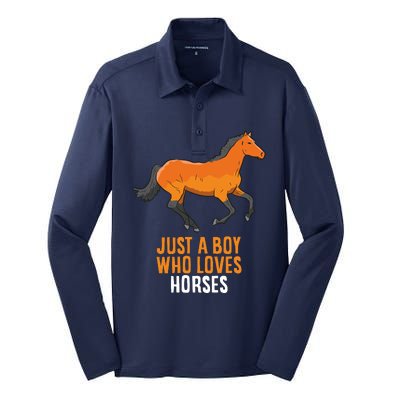 Horse Boy Just A Boy Who Loves Horses Silk Touch Performance Long Sleeve Polo