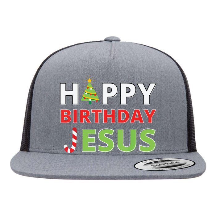 Happy Birthday Jesus Funny Christian Christmas Flat Bill Trucker Hat