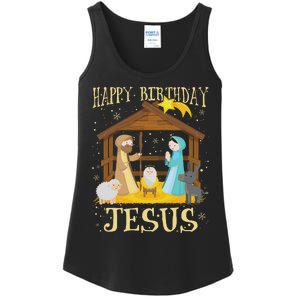 Happy Birthday Jesus Funny Christmas Nativity Christian Ladies Essential Tank