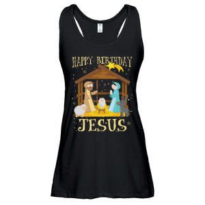 Happy Birthday Jesus Funny Christmas Nativity Christian Ladies Essential Flowy Tank