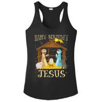 Happy Birthday Jesus Funny Christmas Nativity Christian Ladies PosiCharge Competitor Racerback Tank