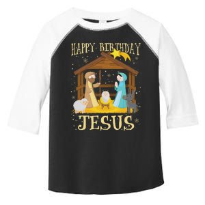 Happy Birthday Jesus Funny Christmas Nativity Christian Toddler Fine Jersey T-Shirt