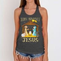 Happy Birthday Jesus Funny Christmas Nativity Christian Women's Knotted Racerback Tank