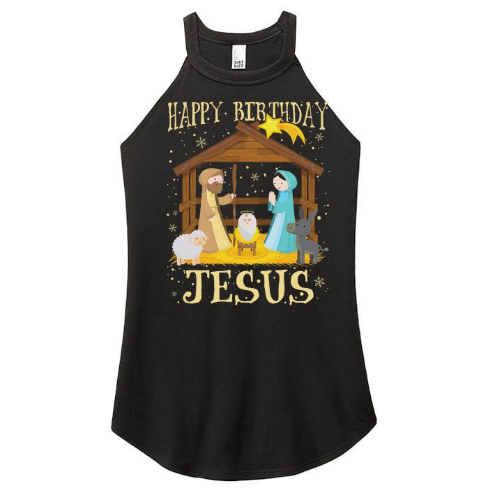 Happy Birthday Jesus Funny Christmas Nativity Christian Women's Perfect Tri Rocker Tank