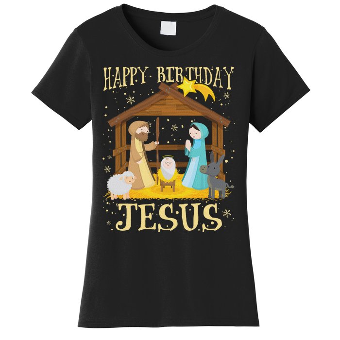 Happy Birthday Jesus Funny Christmas Nativity Christian Women's T-Shirt