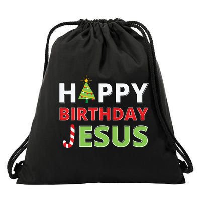 Happy Birthday Jesus Funny Christian Christmas Drawstring Bag